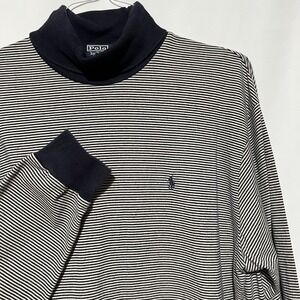 Vtg Polo Ralph Lauren Men's Long Sleeve Y2K Striped Turtleneck Large Preppy Pony